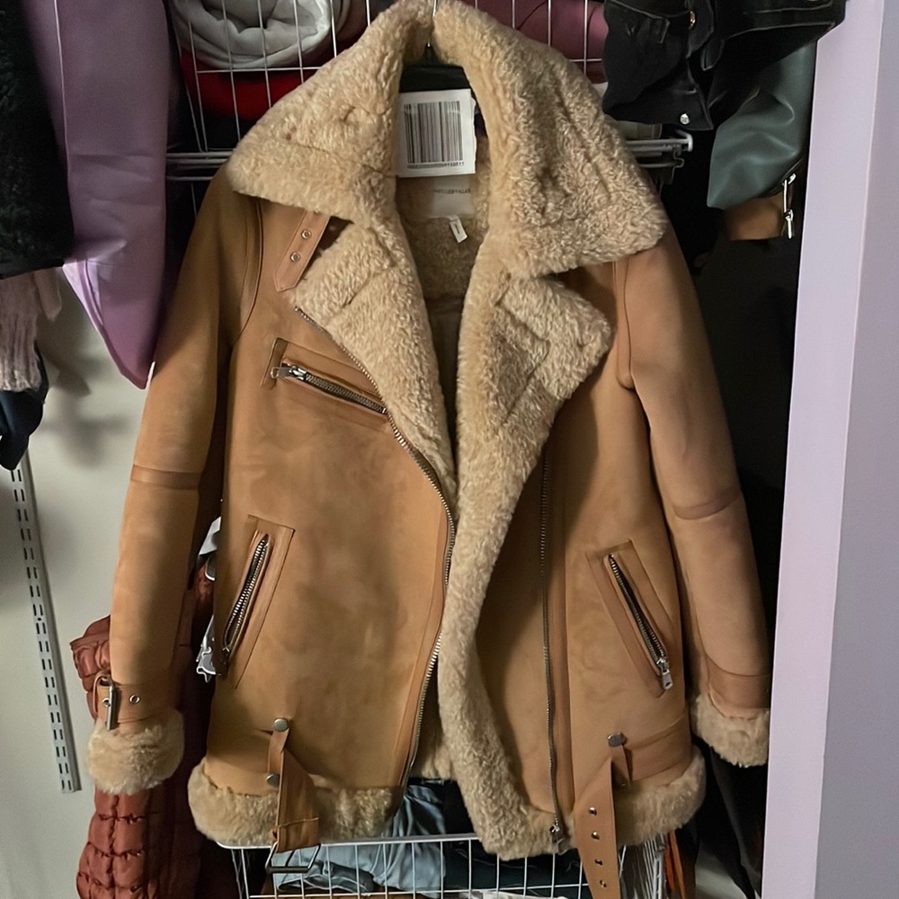 Avec Les Filles Bonded Faux Shearling Biker Jacket